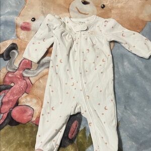 Carter's Pink and White Moon Pattern Footie